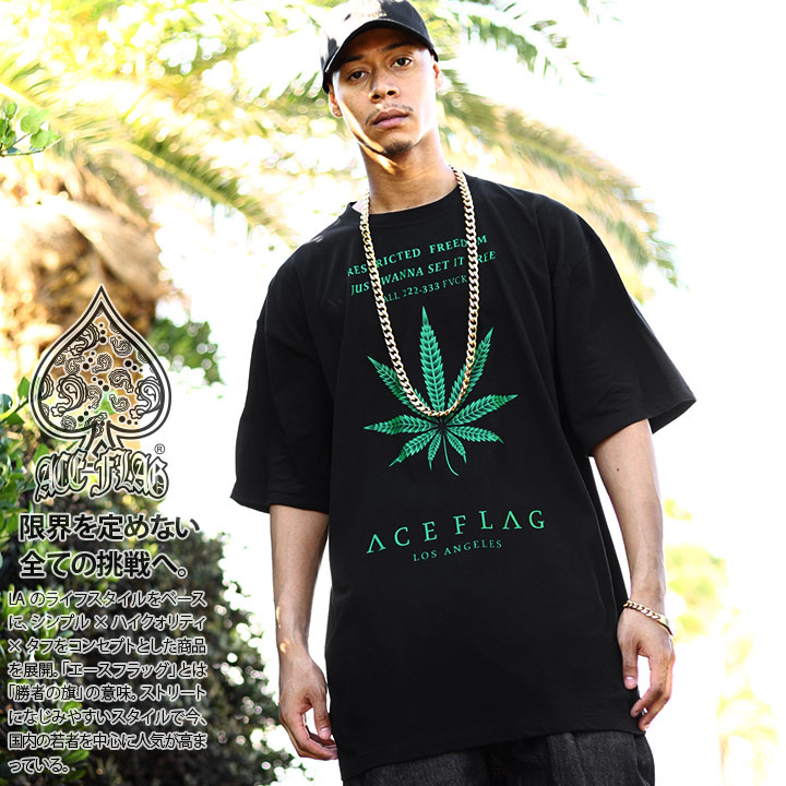 ACE FLAG Tシャツ 半袖 大きいサイズ エースフラッグ シンプル 大麻 マリファナ ヘンプ ロゴ チカーノ ローライダー｜weekindenim