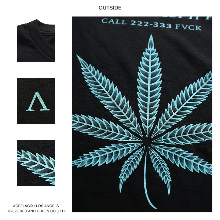 ACE FLAG Tシャツ 半袖 大きいサイズ エースフラッグ ミントグリーン ミント ブルー オーバーサイズ 大麻 マリファナ ヘンプ ロゴ｜weekindenim｜15
