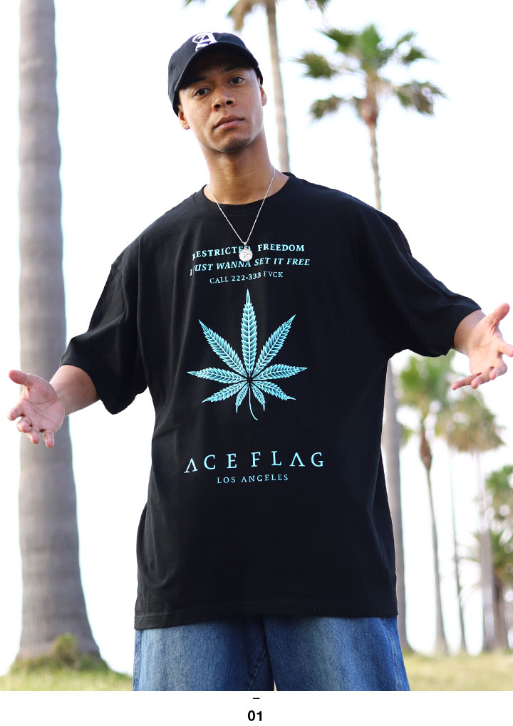 ACE FLAG Tシャツ 半袖 大きいサイズ エースフラッグ ミントグリーン ミント ブルー オーバーサイズ 大麻 マリファナ ヘンプ ロゴ｜weekindenim｜07
