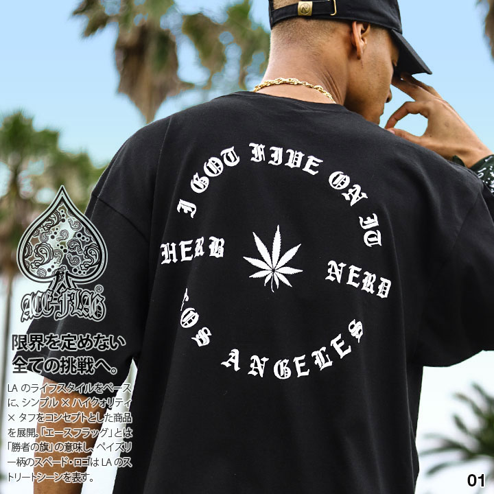ACE FLAG Tシャツ 半袖 大きいサイズ エースフラッグ ビッグシルエット オーバーサイズ 大麻 マリファナ ヘンプ ロゴ｜weekindenim