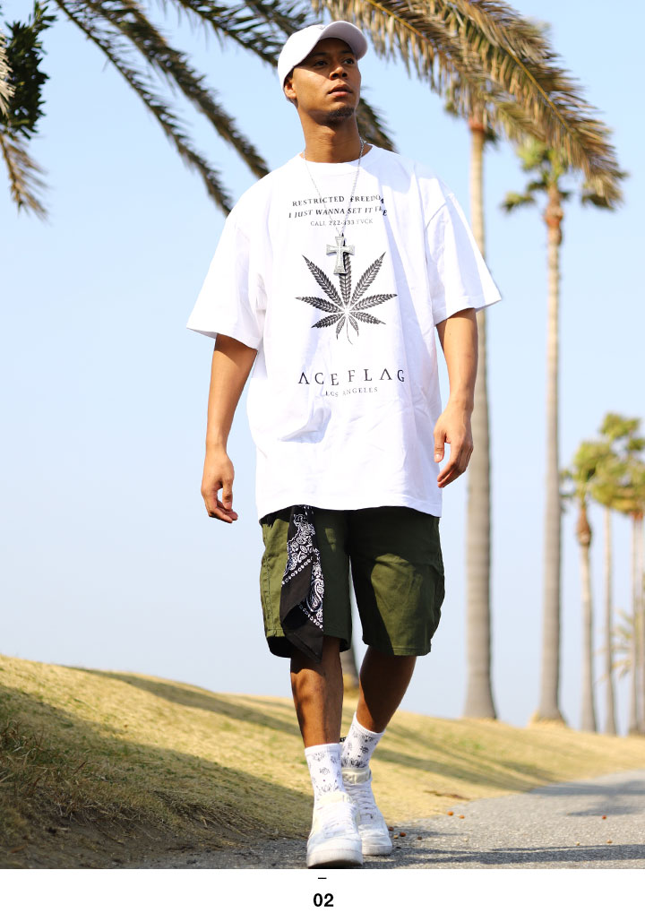 ACE FLAG 上下セット 半袖 ブランド Tシャツ チノパン ハーフパンツ 上下 大きいサイズ エースフラッグ セットアップ 大麻 マリファナ ヘンプ ロゴ オリーブ｜weekindenim｜08