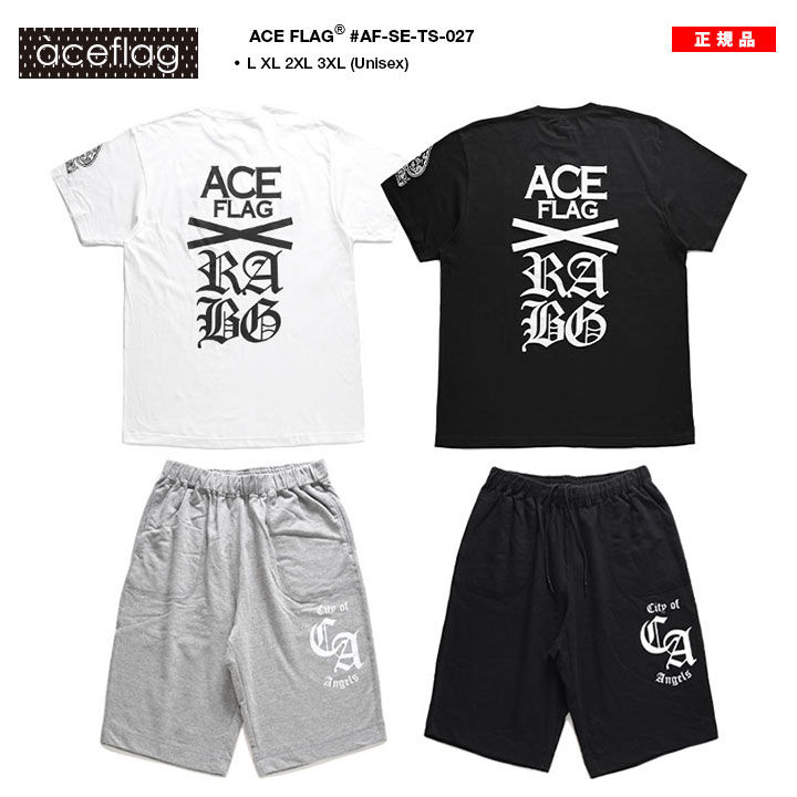 ACE FLAG 上下セット 半袖 ブランド Tシャツ ハーフパンツ 上下 大きいサイズ エースフラッグ セットアップ パンツ スウェット ナンバー 23 カリフォルニア LA｜weekindenim｜03