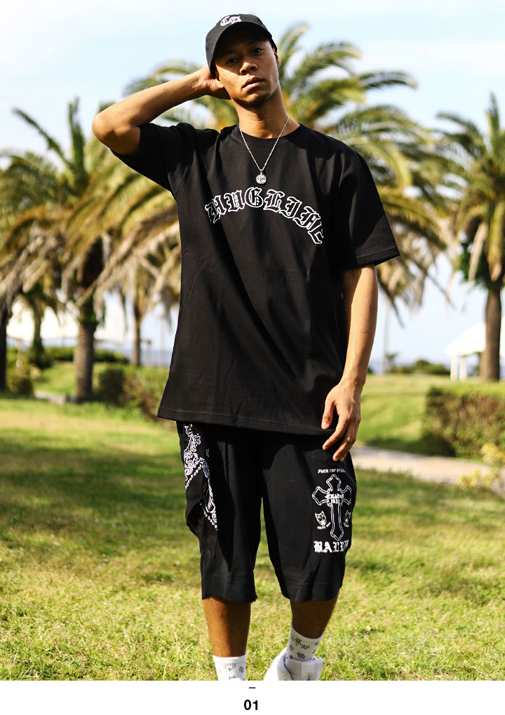 ZaZa　メンズパンプ Lブラック　グラントイーワンズ 半袖 ACEFLAG（エースフラッグ） 上下セット 半袖 ブランド Tシャツ ハーフ
