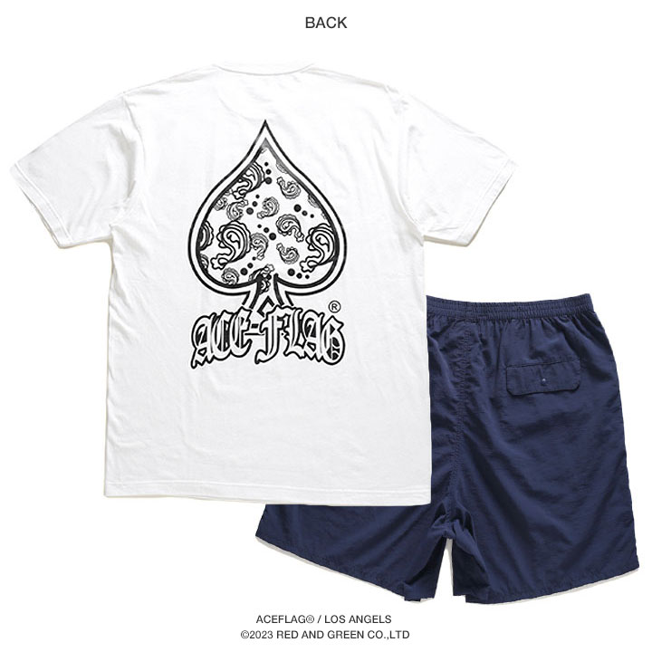 ACE FLAG 上下セット 半袖 ブランド Tシャツ ハーフパンツ 上下 大きいサイズ エースフラッグ セットアップ ビッグシルエット トランプ スペード ペイズリー｜weekindenim｜11