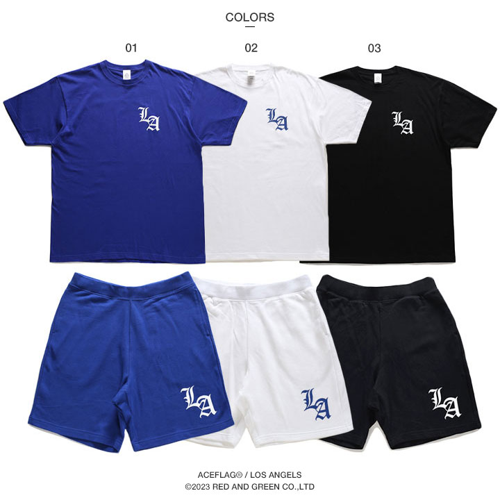 ACE FLAG 上下セット 半袖 ブランド Tシャツ ハーフパンツ 上下 大きいサイズ エースフラッグ セットアップ ワンポイント LA エルエー ロサンゼルス b系｜weekindenim｜09