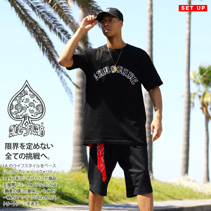 入手困難 即納 エースフラッグ ACEFLAG セットアップ 半袖 2Pac ACEFLAG ACE FLAG 上下セット 半袖 ブランド Tシャツ ハーフ