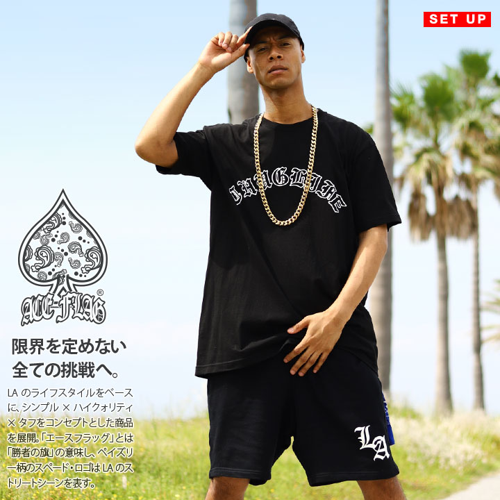 入手困難 エースフラッグ ACEFLAG セットアップ 半袖 THUG LIFE ACEFLAG ACE FLAG 上下セット 半袖 ブランド Tシャツ ハーフ