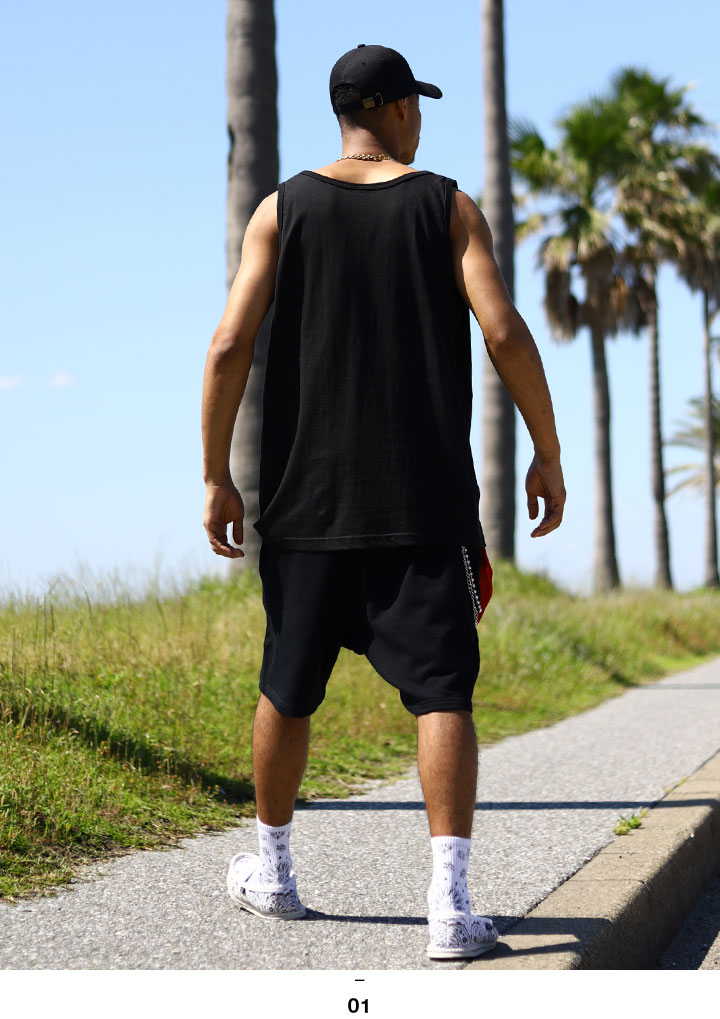 ACE FLAG 上下セット ブランド ノースリーブ Tシャツ タンクトップ ハーフパンツ メンズ 春夏用 黒 白 大きいサイズ エースフラッグ セットアップ ペイズリー柄 バイアス柄 ビッグシルエット b系 ヒップホップ ストリート系 ハイ 新作 AF-SE-TK-041 ACEFLAG（エースフラッグ） 上下セット ブランド ノースリーブ Tシャツ