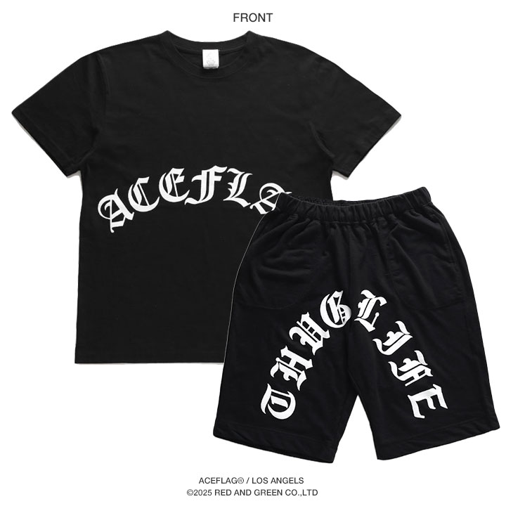 入手困難 エースフラッグ ACEFLAG セットアップ 半袖 国旗 Aロゴ ACEFLAG ACE FLAG 上下セット 半袖 ブランド Tシャツ ハーフ