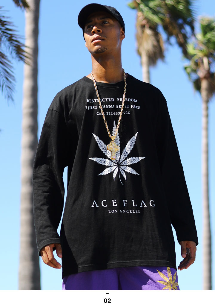 ACEFLAG（エースフラッグ） ロンT 大きいサイズ Tシャツ 長袖 大麻