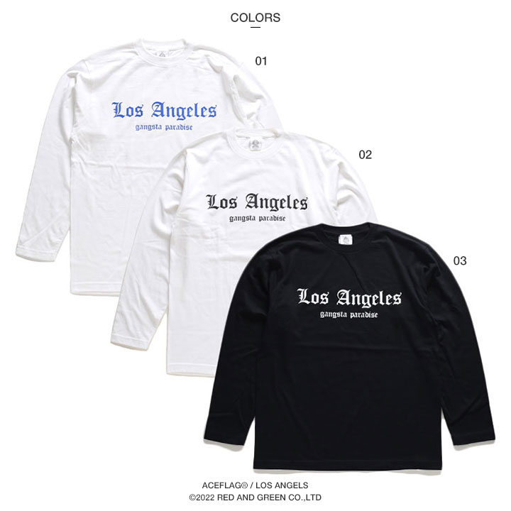 ACE FLAG ロンT 大きいサイズ エースフラッグ Tシャツ 長袖 シンプル 西海岸 Los Angeles ロサンゼルス ギャング スラング クリップス｜weekindenim｜09