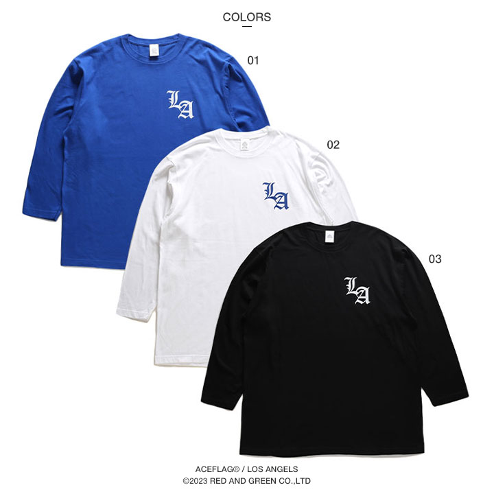 ACE FLAG ロンT メンズ 大きいサイズ エースフラッグ Tシャツ 長袖 ビッグシルエット おしゃれ シンプル ワンポイント LA エルエー ロゴ ロサンゼルス b系｜weekindenim｜09