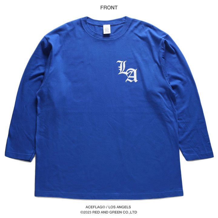 ACE FLAG ロンT メンズ 大きいサイズ エースフラッグ Tシャツ 長袖 ビッグシルエット おしゃれ シンプル ワンポイント LA エルエー ロゴ ロサンゼルス b系｜weekindenim｜10