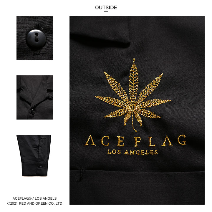 ACE FLAG 長袖シャツ 大きいサイズ エースフラッグ シャツ 長袖 開襟シャツ 大麻 マリファナ｜weekindenim｜15