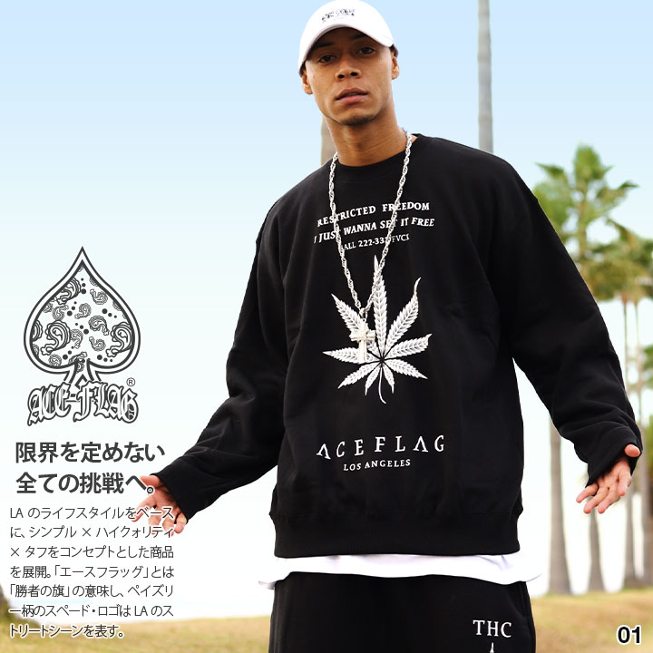 ACEFLAG（エースフラッグ） トレーナー 長袖 裏パイル 大きいサイズ
