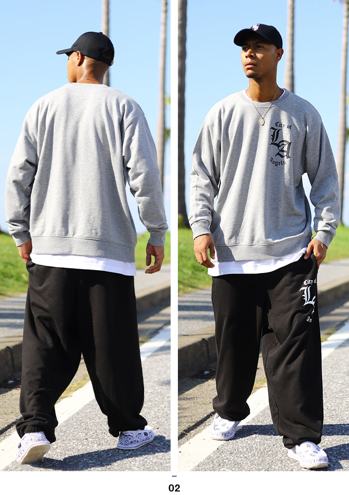 ACE FLAG トレーナー ブランド スケボー 長袖 スウェット 裏パイル 大きいサイズ エースフラッグ トップス シンプル LA ロゴ エルエー ビッグシルエット