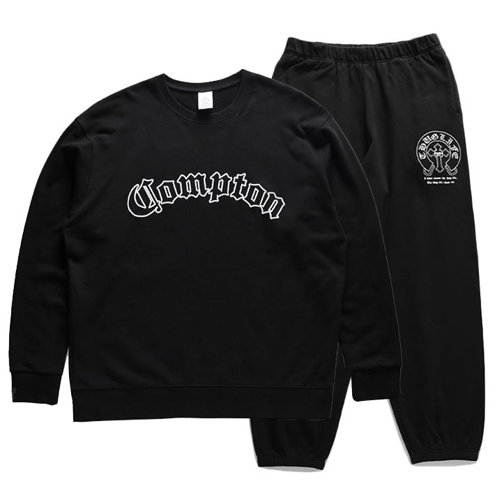 入手困難 エースフラッグ ACEFLAG セットアップ 長袖 Compton ACEFLAG 上下セット 長袖 メンズ 春秋冬用 黒/白 大きいサイズ