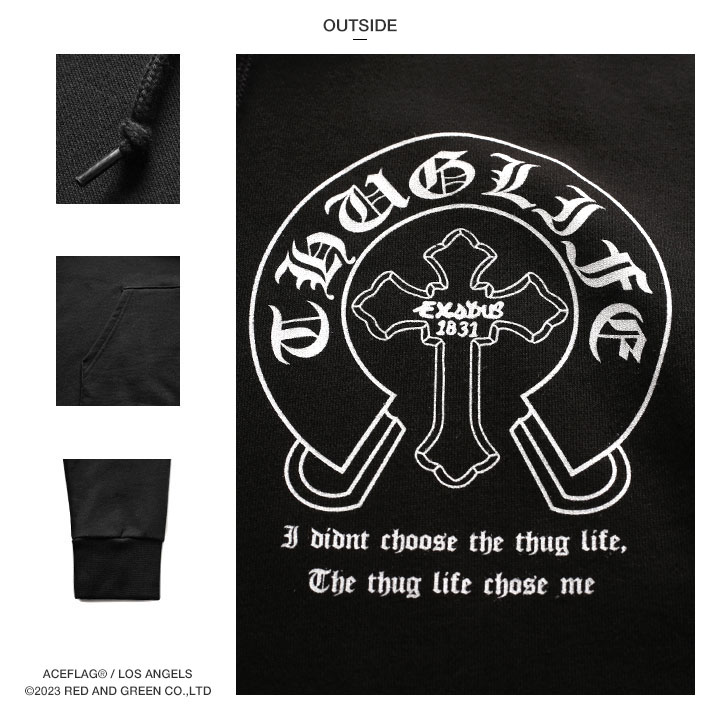 入手困難 ACEFLAG パーカー スウェット Thug Life サグライフ 入手困難 即納 ACEFLAG トレーナー THUG LIFE サグライフ クロス
