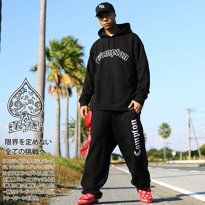 入手困難 エースフラッグ ACEFLAG パーカー スウェット Compton 楽天市場】ACE FLAG 上下セット 長袖 メンズ 黒/白 大きいサイズ