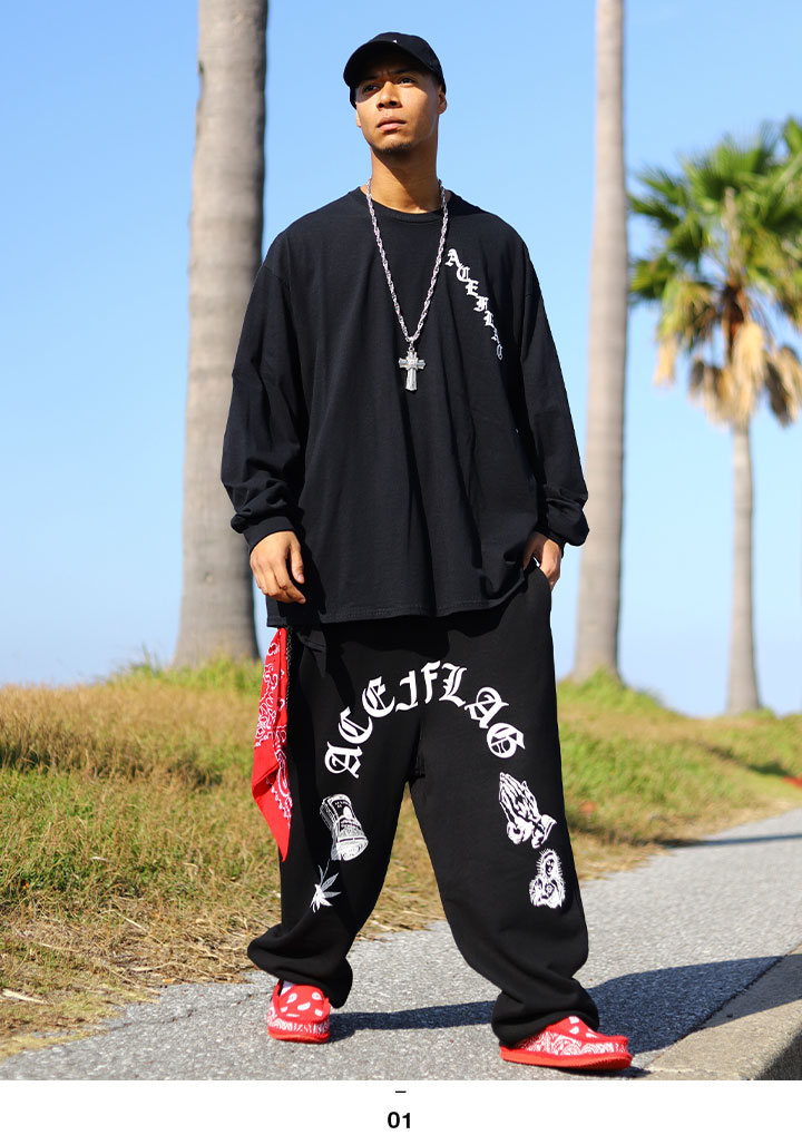 少し早い　MARK & LONA セットアップ ACEFLAG ACE FLAG 上下セット 長袖 ブランド スケボー 大きい