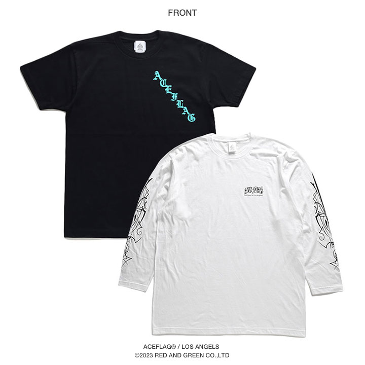 ACE FLAG セットアップ 重ね着 半袖 Tシャツ 長袖 ロンT ブランド 大きいサイズ エースフラッグ レイヤード ナンバー 23 ピンストライプ エメラルドグリーン｜weekindenim｜10