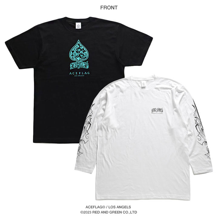 ACE FLAG セットアップ 重ね着 半袖 Tシャツ 長袖 ロンT ブランド 大きいサイズ エースフラッグ ペイズリー柄 スペード ミントグリーン ピンストライプ b系｜weekindenim｜10