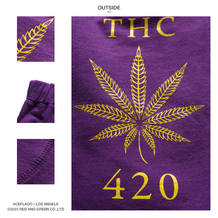 ACE FLAG ハーフパンツ スウェット 裏パイル 大きいサイズ エースフラッグ ショートパンツ ゆったり パンツ 大麻 マリファナ ヘンプ ロゴ THC 420｜weekindenim｜15