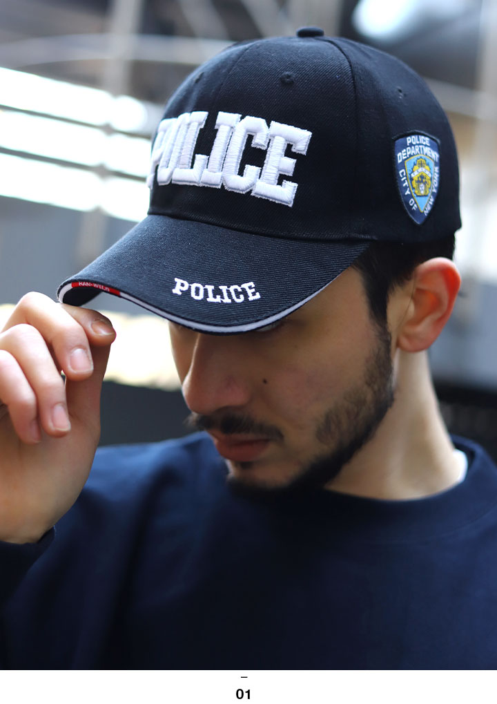 POLICE キャップ 帽子 ローキャップ ボールキャップ CAP NYPD ニューヨーク市警察 ニューヨーク市警 ロゴ 刺繍 ワッペン パッチ  ミリタリーキャップ かっこいい