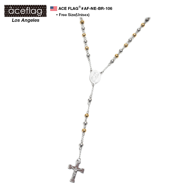 エースフラッグ ACEFLAG ネックレス ロザリオ Rosary 66cm ゴールドロングチェーン メンズ レディース b系 かっこいい おしゃれ ペンダント 聖母マリア メダイ｜weekindenim