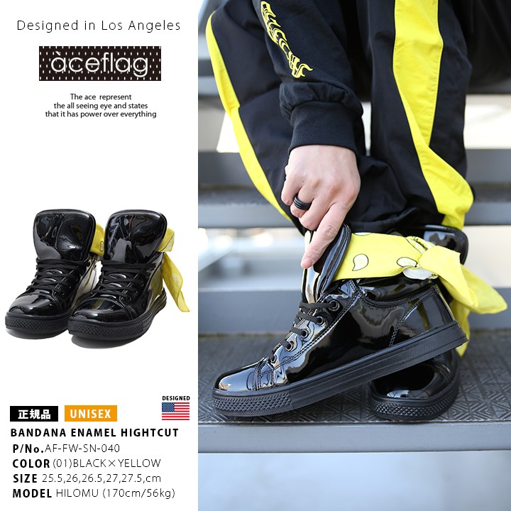 ACEFLAG エースフラッグ メンズ エナメル スニーカー 靴 シューズ