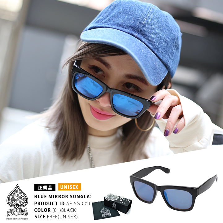 ACEFLAG（エースフラッグ） サングラス 黒 ブルー系ミラーレンズ