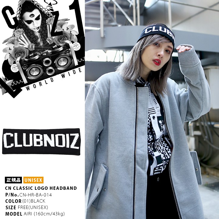 クラブノイズ CLUB NO1Z ヘッドバンド ヘアバンド 白黒 ブランドロゴ