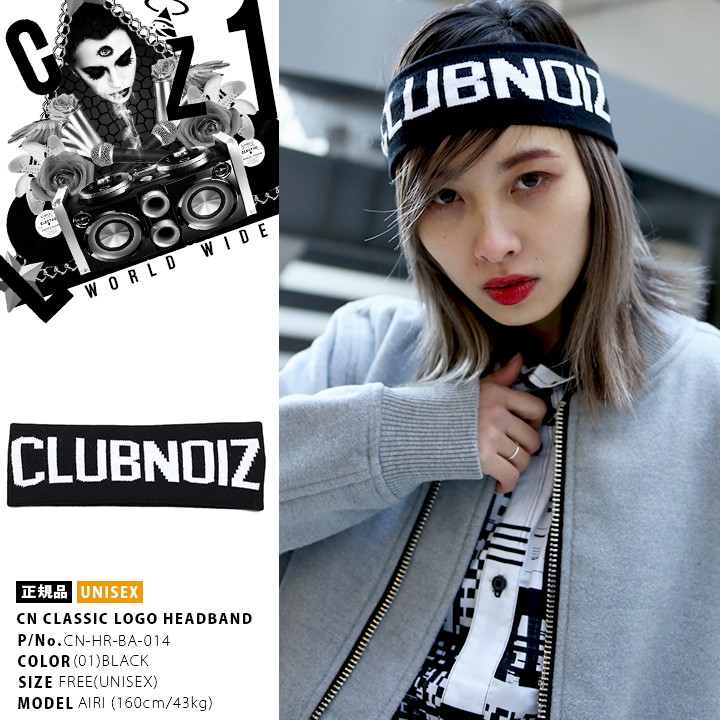 クラブノイズ CLUB NO1Z ヘッドバンド ヘアバンド 白黒 ブランドロゴ