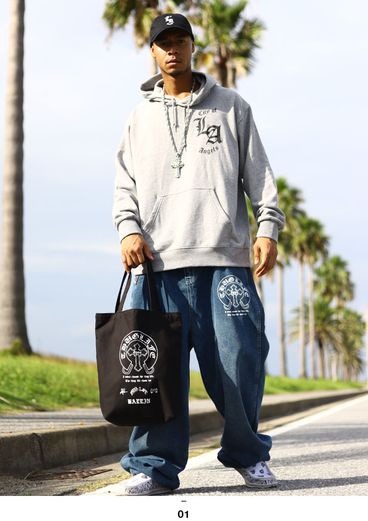 ACE FLAG トートバッグ A4 大きめ 布 キャンバス バッグ エースフラッグ BAG トート 帆布 手提げ バック 大人 シンプル Thug Life 馬蹄 2Pac 十字架 クロス 銃｜weekindenim｜09