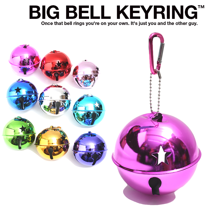 特大 デカい 鈴 ベル キーホルダー キーリング カラビナ付き キー