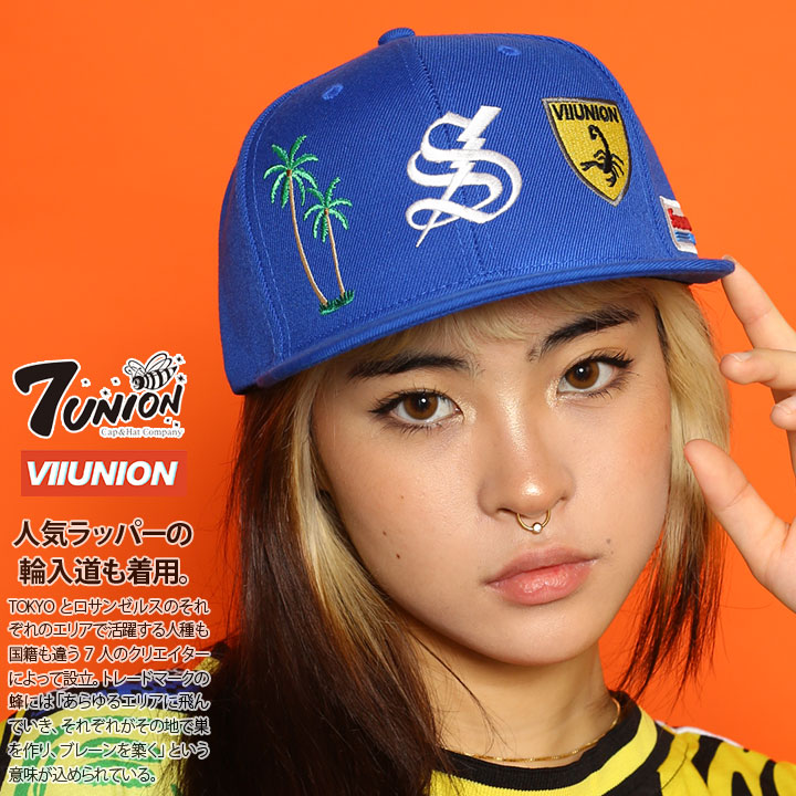 7union キャップ セブンユニオン 帽子 cap 深め スナップバックキャップ マルチロゴ ワッペン サソリ 刺繍 パームツリー