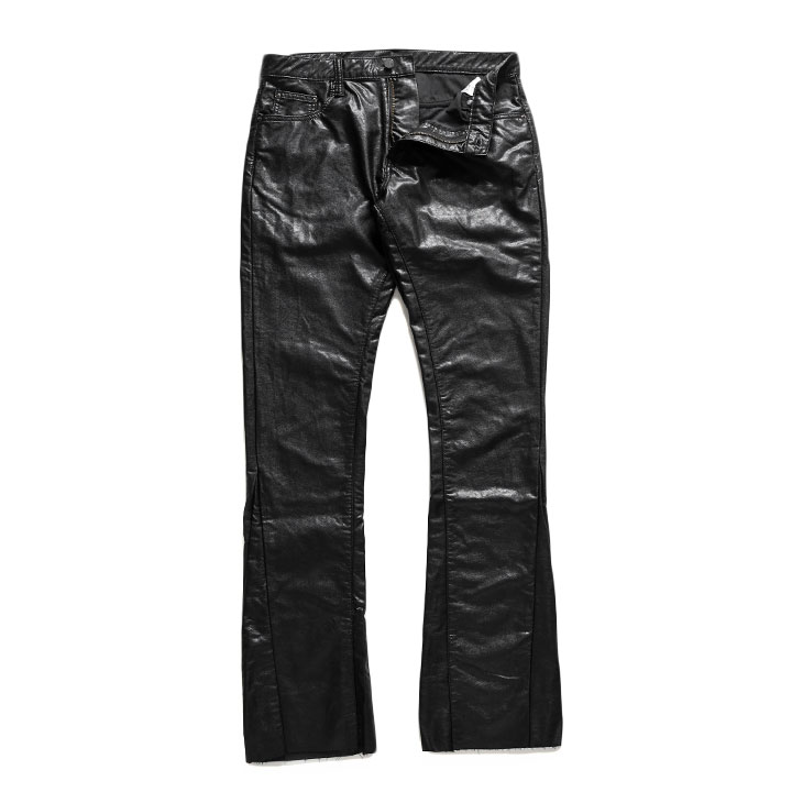 超美品 mnml 名作 ブーツカット レザー 切替 30