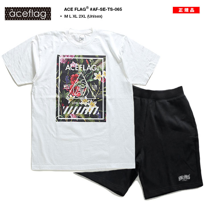 入手困難 エースフラッグ ACEFLAG セットアップ 半袖 C/S ロゴ ACEFLAG ACE FLAG 上下セット 半袖 ブランド Tシャツ LA ハーフ