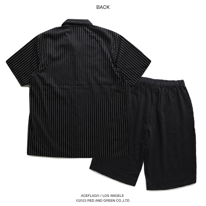 【新品】ZAZA　メンズパンプ M ブラック　グラントイーワンズ 半袖 ACEFLAG ACE FLAG セットアップ 半袖 上下セット 半袖シャツ