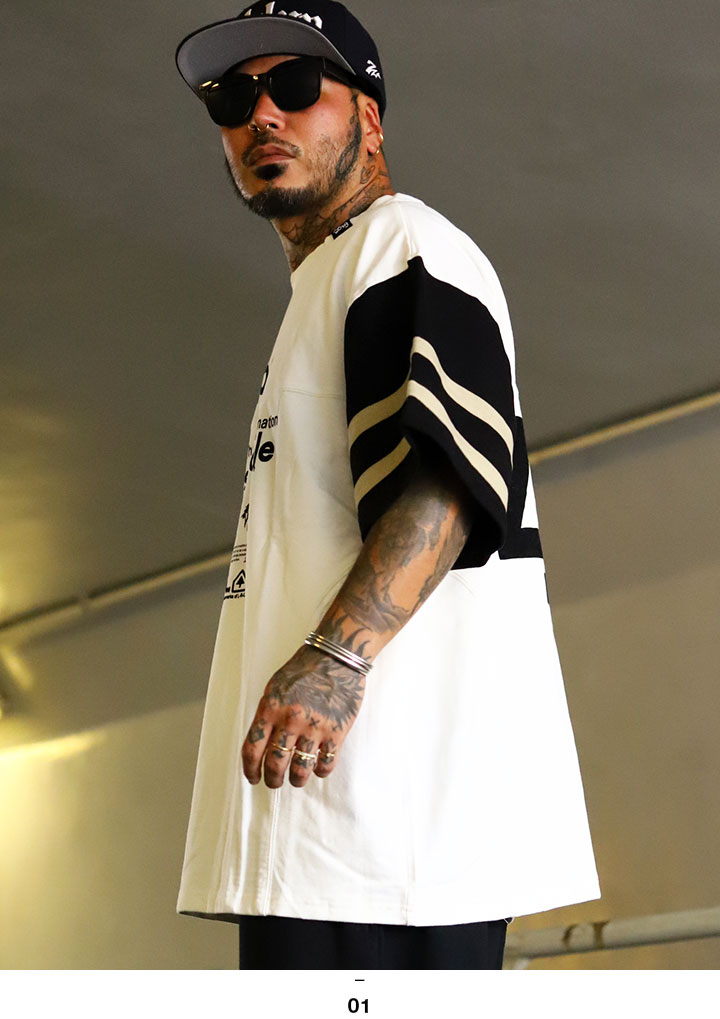 LRG Tシャツ 半袖 メンズ 春夏用 白 大きいサイズ エルアールジー おしゃれ フットボールシャツ 切り替え バイカラー 袖ロゴ ライン 背番号 47 ナンバリング ビッグシルエット b系 ヒップホップ ファッション ストリート系 ハイ ブランド 服 2025秋冬 新作 L3V4MSCXX LRG LRG Tシャツ 半袖 大きいサイズ エルアールジー フットボール
