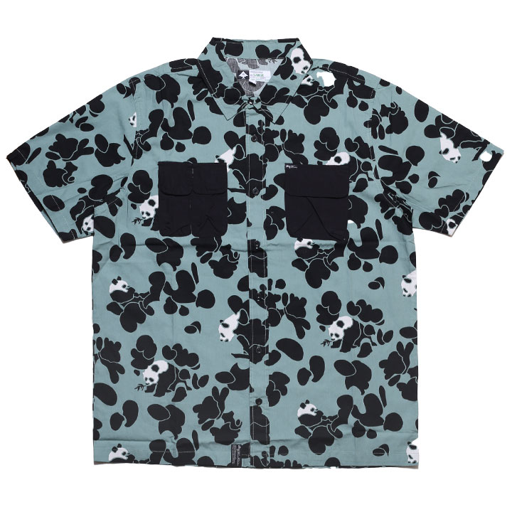 激安❢美品❢レア品❢ 半袖綺麗なライン柄入りシャツXL LRG 半袖シャツ 大きいサイズ エルアールジー 柄シャツ アロハシャツ