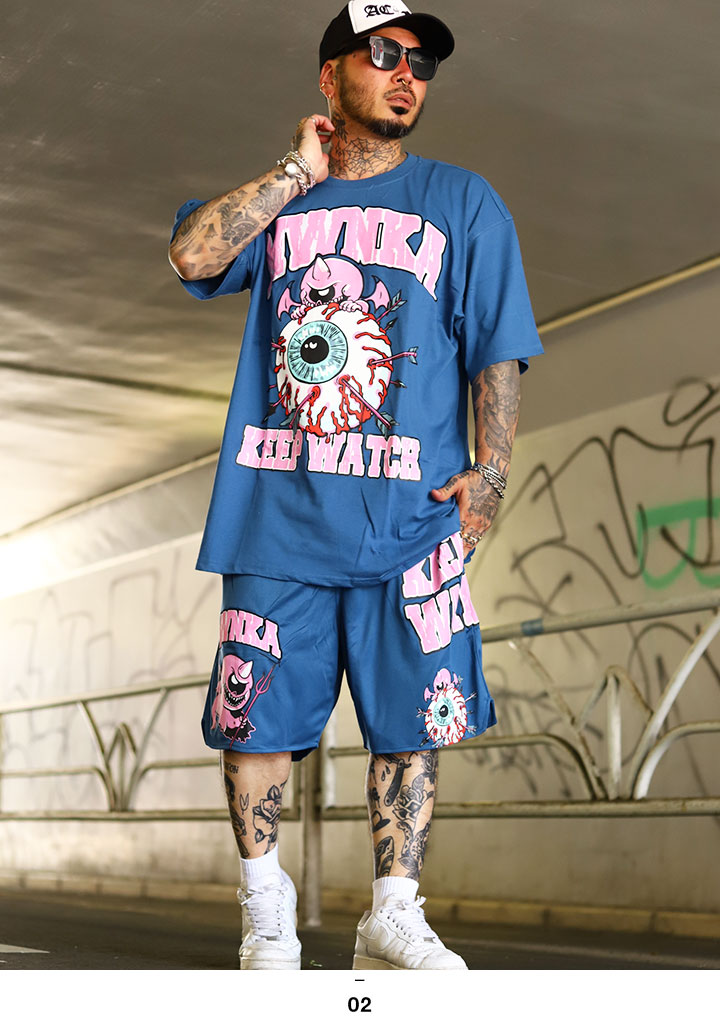 MISHKA 上下セット 半袖 ブランド Tシャツ ハーフパンツ 大きい