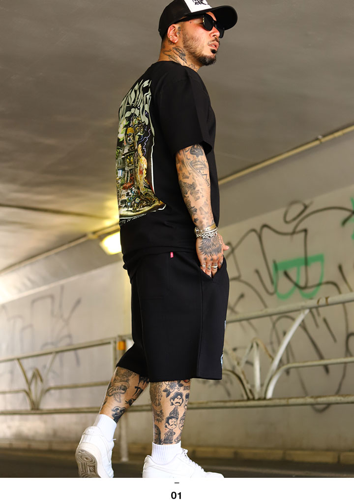 入手困難 即納 ミシカ MISHKA セットアップ KEEPWATCH バンド MISHKA セットアップ 上下セット 半袖 ブランド Tシャツ ハーフ