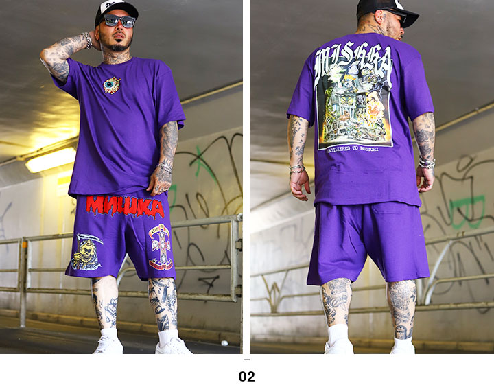 MISHKA セットアップ 上下セット 半袖 ブランド Tシャツ ハーフ
