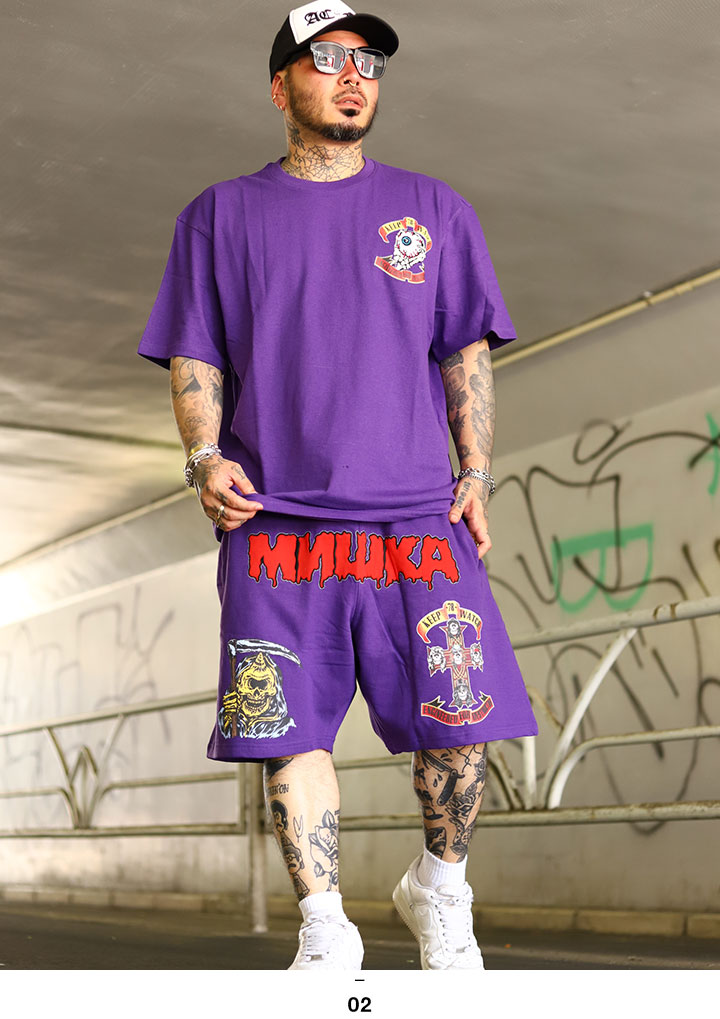 MISHKA セットアップ 上下セット 半袖 ブランド Tシャツ ハーフ