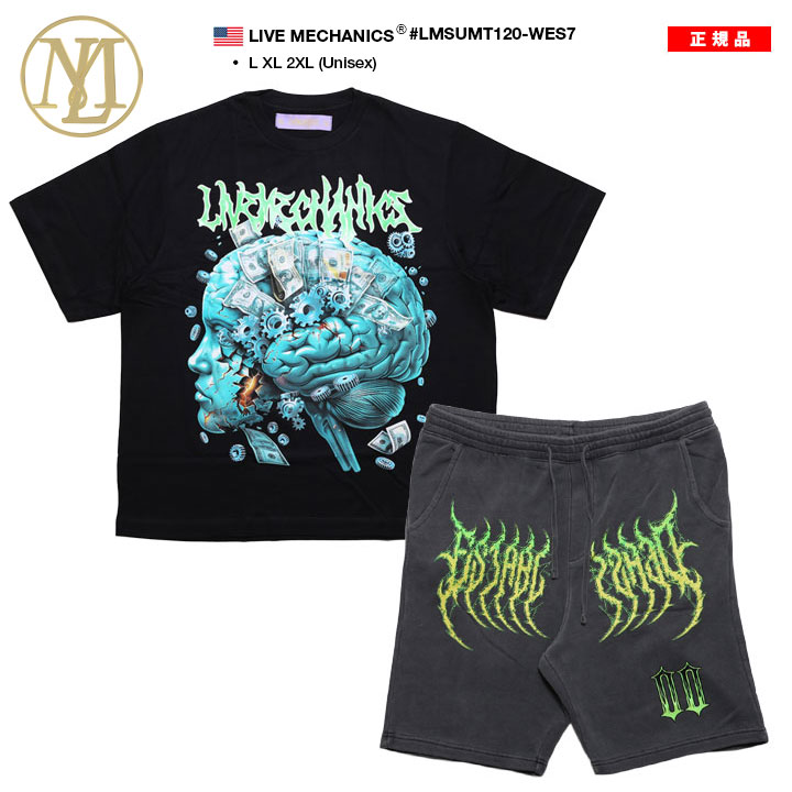 LIVE MECHANICS 上下セット 半袖 ブランド Tシャツ ハーフパンツ