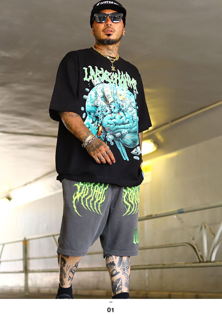 LIVE MECHANICS 上下セット 半袖 ブランド Tシャツ ハーフパンツ