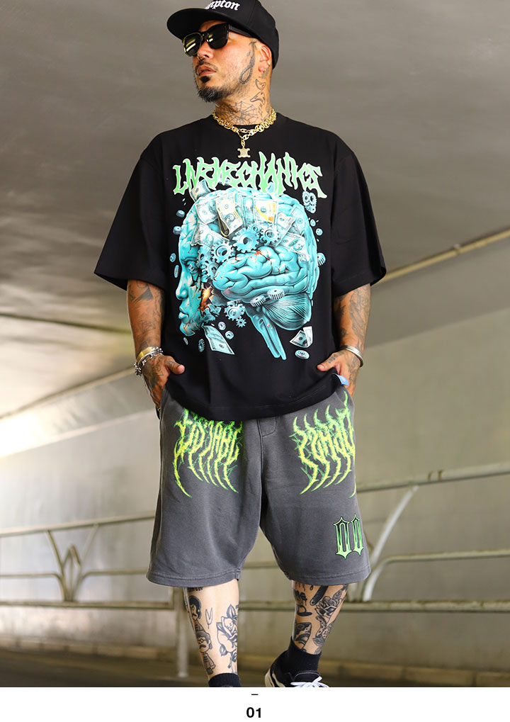 LIVE MECHANICS 上下セット 半袖 ブランド Tシャツ ハーフパンツ