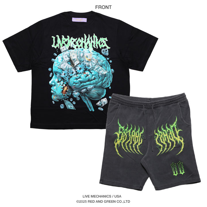 LIVE MECHANICS 上下セット 半袖 ブランド Tシャツ ハーフパンツ