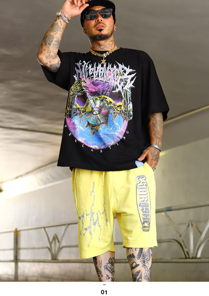 LIVE MECHANICS 上下セット 半袖 ブランド Tシャツ ハーフパンツ